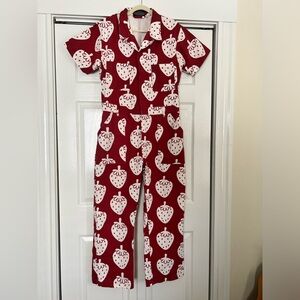 Big Bud Press Strawberry Jumpsuit Red White Rare Size XL